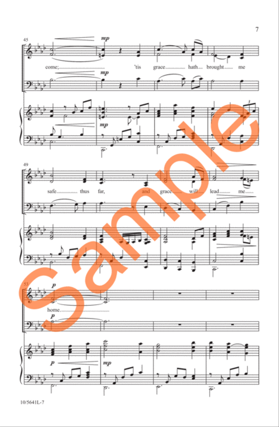 Amazing Grace! How Sweet the Sound 3-Part scores gallery preview page 7