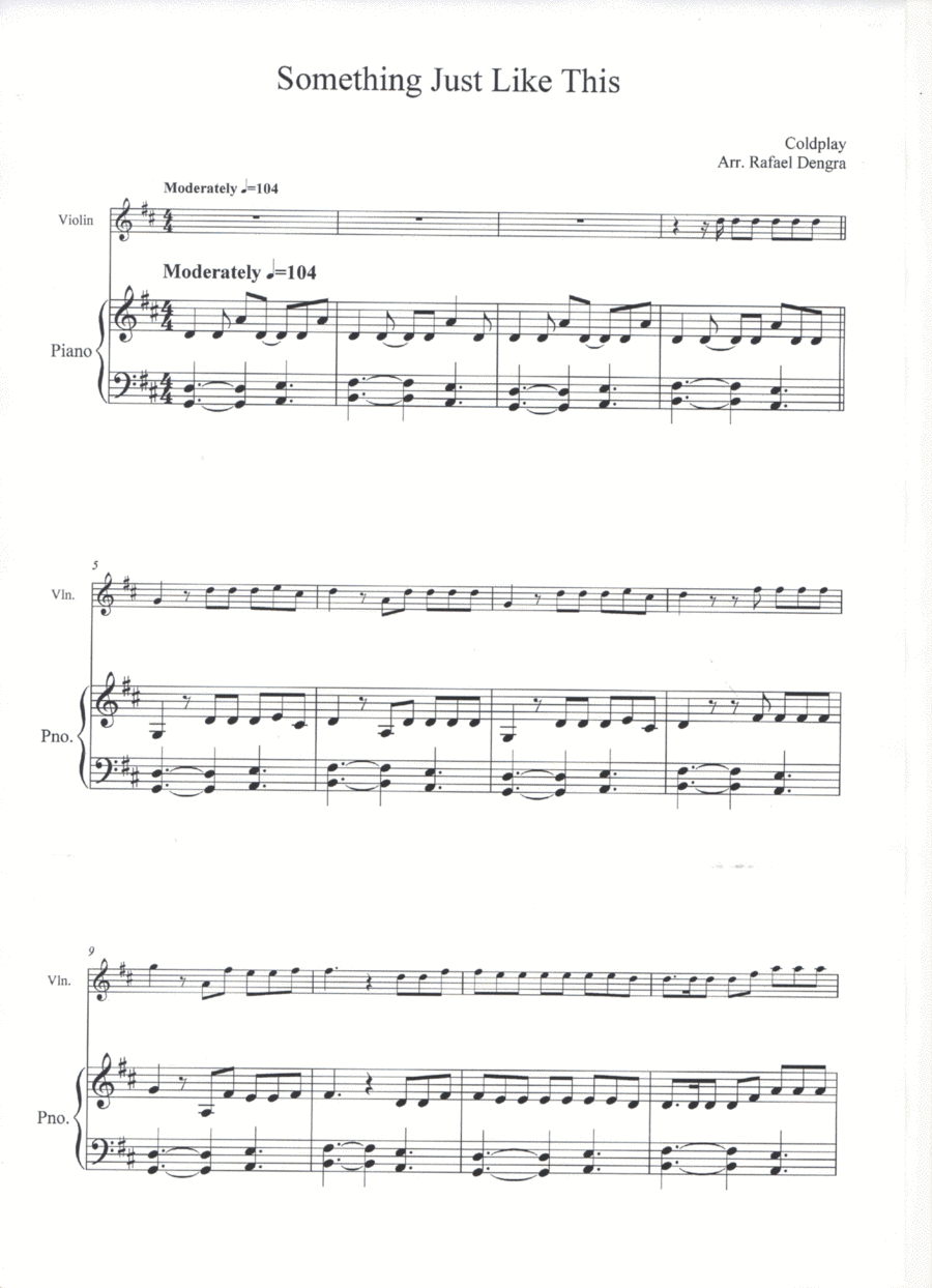 Something Just Like This Violin Solo scores gallery preview page 1