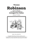 Thomas Robinson Schoole of Musicke Lute Music of the Renaissance Arranged For Guitar