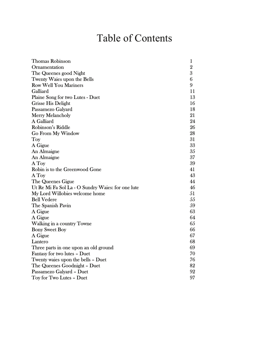 Thomas Robinson Schoole of Musicke Lute Music of the Renaissance Arranged For Guitar Lute scores gallery preview page 2