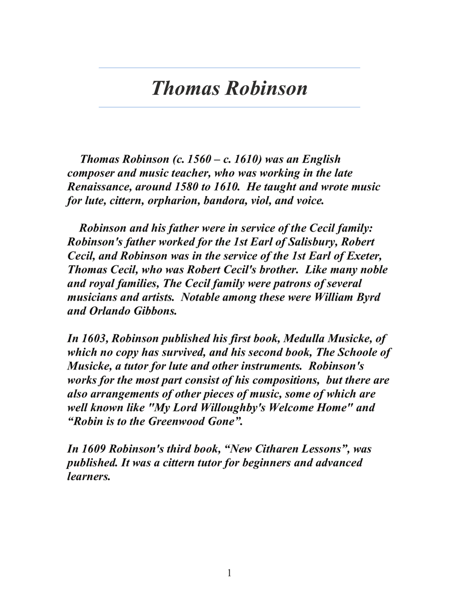Thomas Robinson Schoole of Musicke Lute Music of the Renaissance Arranged For Guitar Lute scores gallery preview page 3