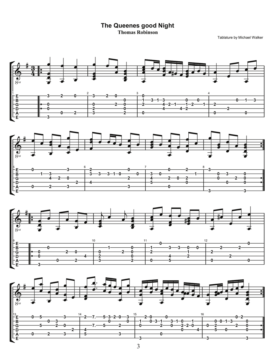 Thomas Robinson Schoole of Musicke Lute Music of the Renaissance Arranged For Guitar Lute scores gallery preview page 5