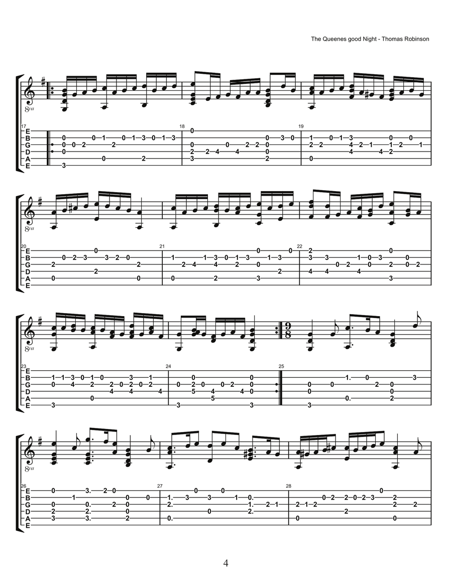 Thomas Robinson Schoole of Musicke Lute Music of the Renaissance Arranged For Guitar Lute scores gallery preview page 6