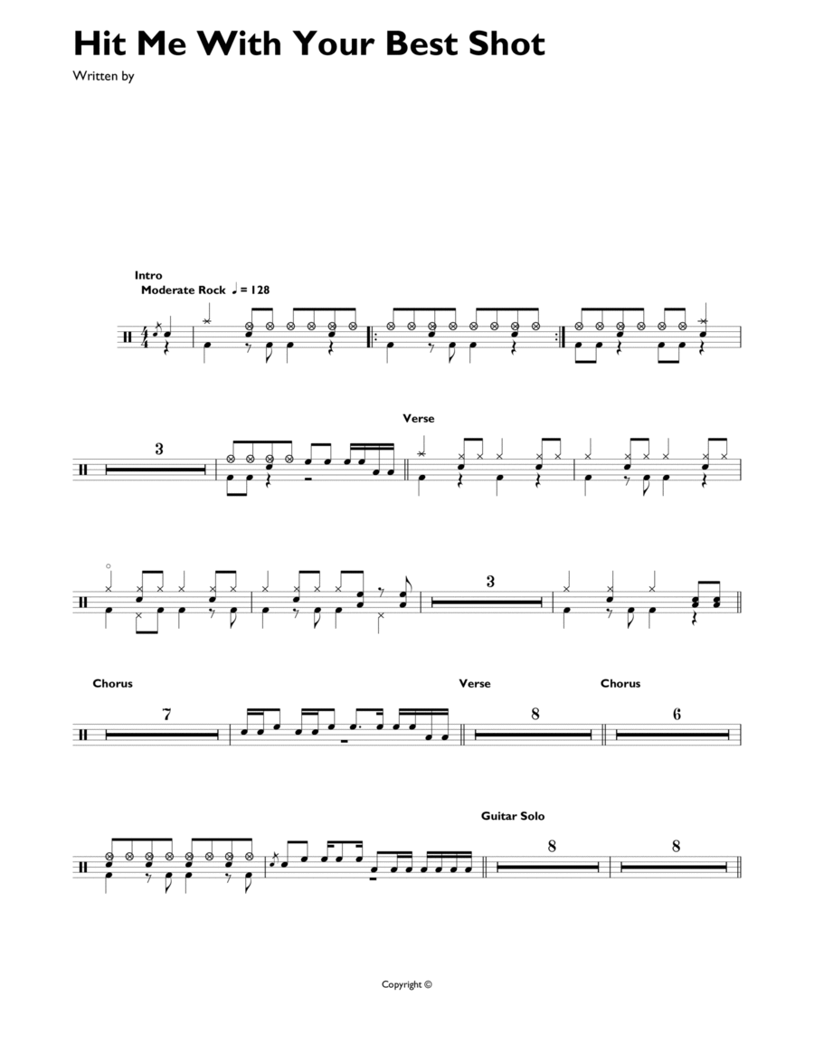 Hit Me With Your Best Shot Drum Set scores gallery preview page 1