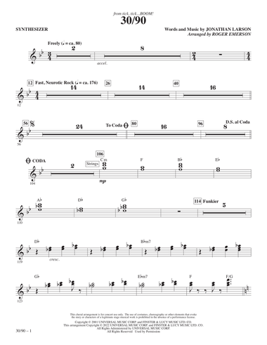 30/90 (from tick, tick... BOOM!) (arr. Roger Emerson) - Synthesizer