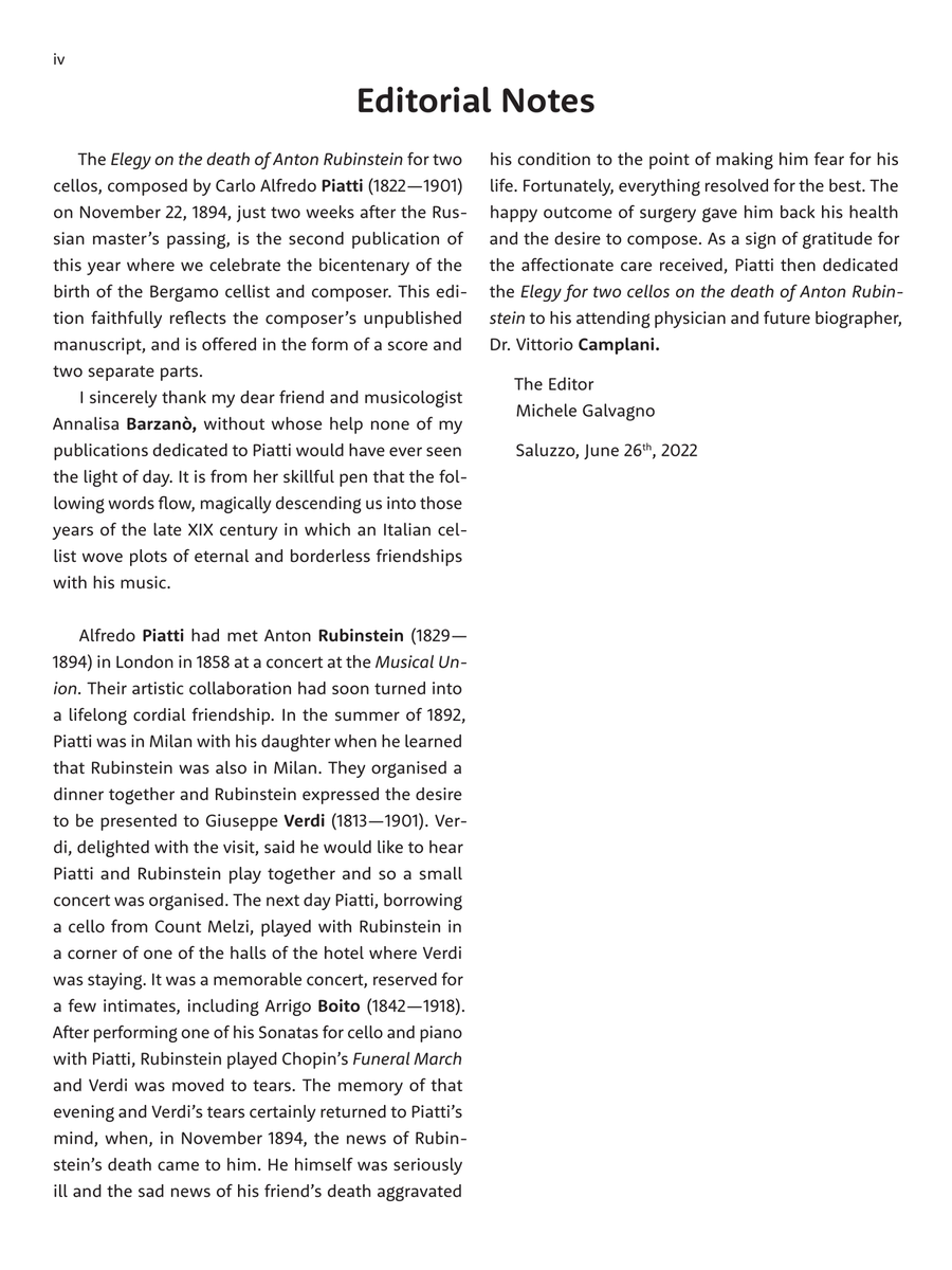 Elegia sulla morte di Antonio Rubinstein per due violoncelli String Duet scores gallery preview page 4