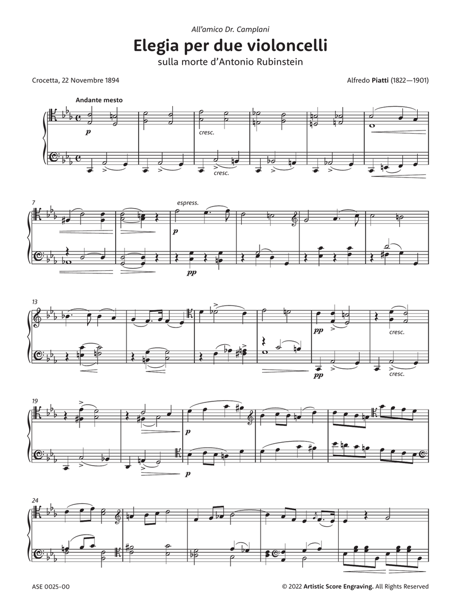 Elegia sulla morte di Antonio Rubinstein per due violoncelli String Duet scores gallery preview page 5