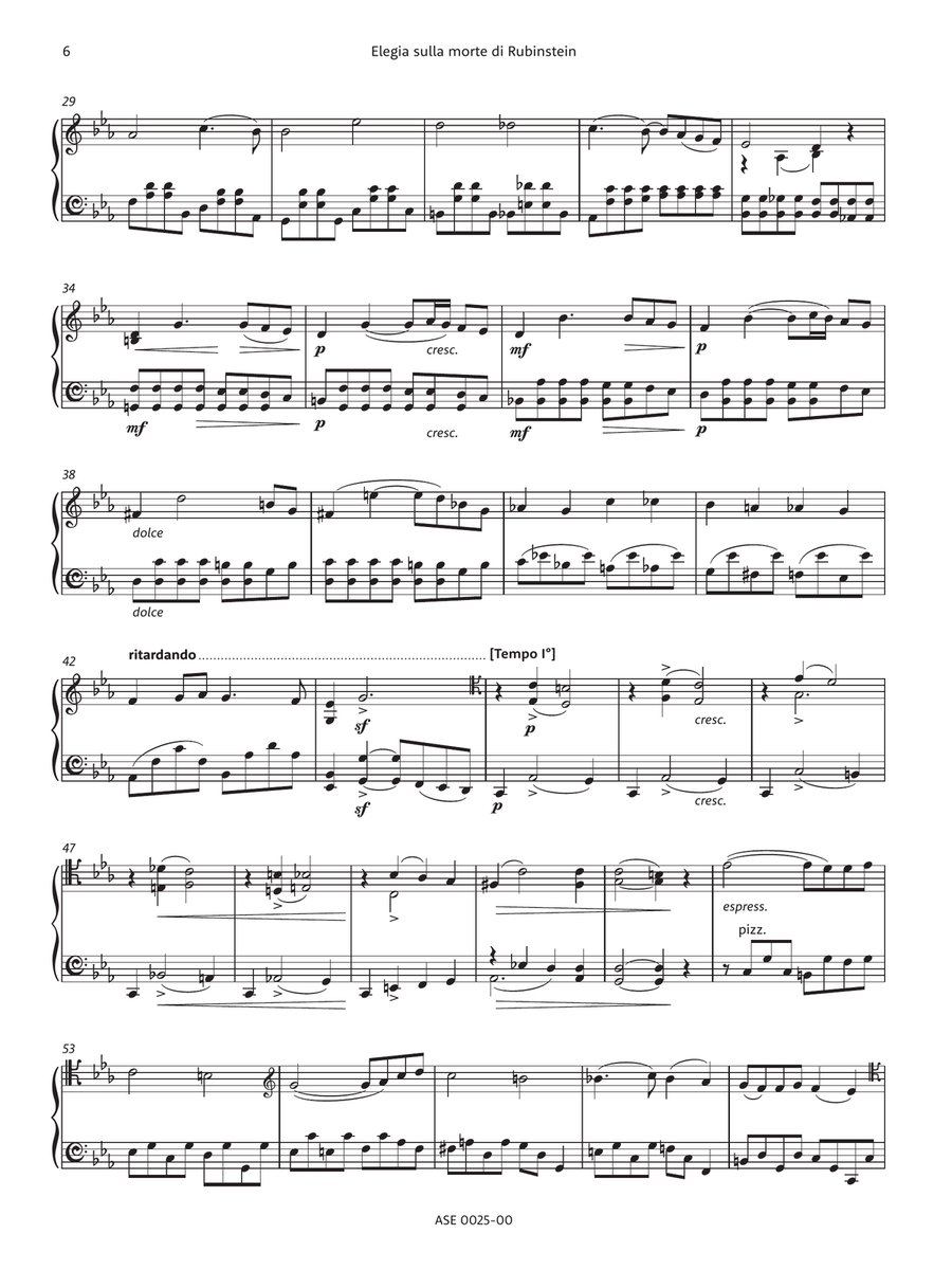 Elegia sulla morte di Antonio Rubinstein per due violoncelli String Duet scores gallery preview page 6