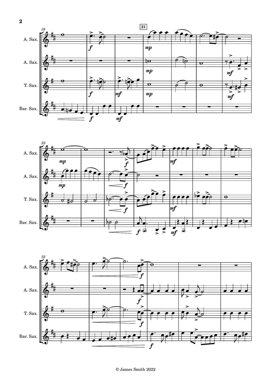 Bye Bye Blackbird for Saxophone Quartet Saxophone Quartet scores gallery preview page 2
