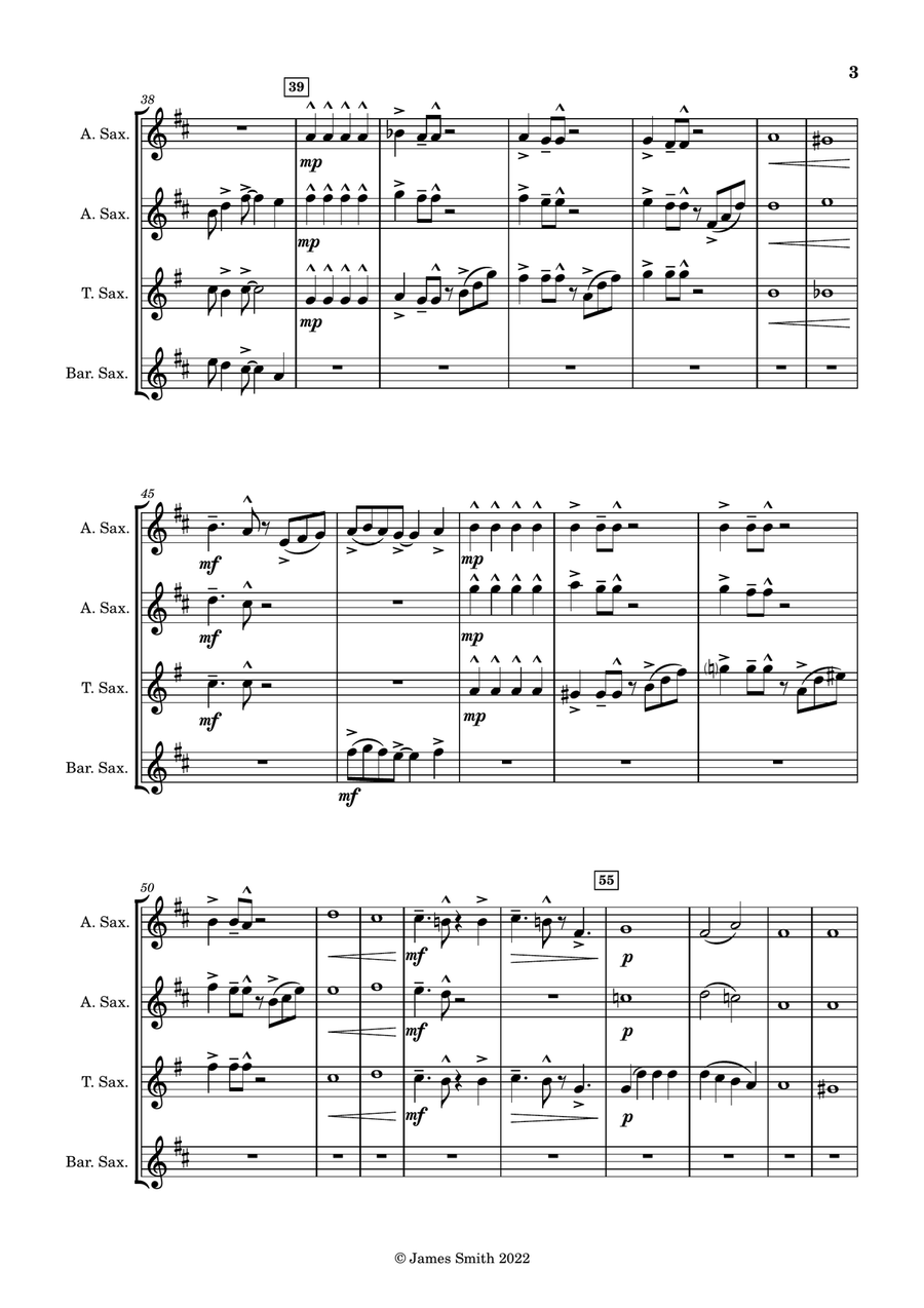 Bye Bye Blackbird for Saxophone Quartet Saxophone Quartet scores gallery preview page 3