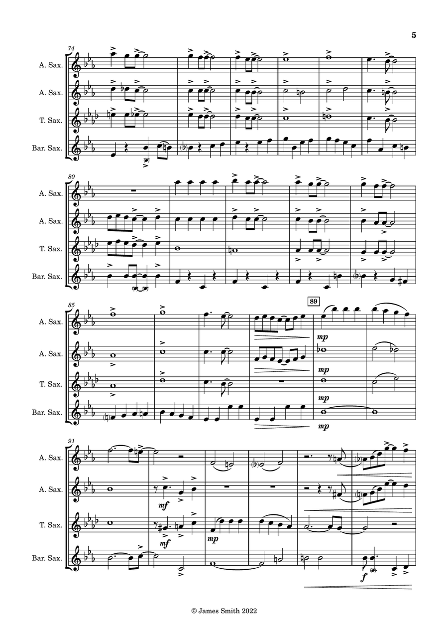 Bye Bye Blackbird for Saxophone Quartet Saxophone Quartet scores gallery preview page 5