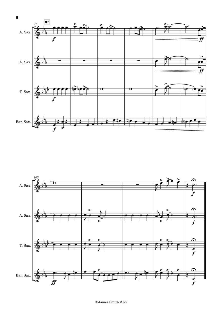 Bye Bye Blackbird for Saxophone Quartet Saxophone Quartet scores gallery preview page 6