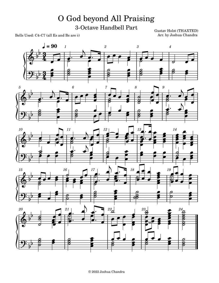 O God beyond All Praising (3-Octave Handbell Part) 3-Octaves scores gallery preview page 1