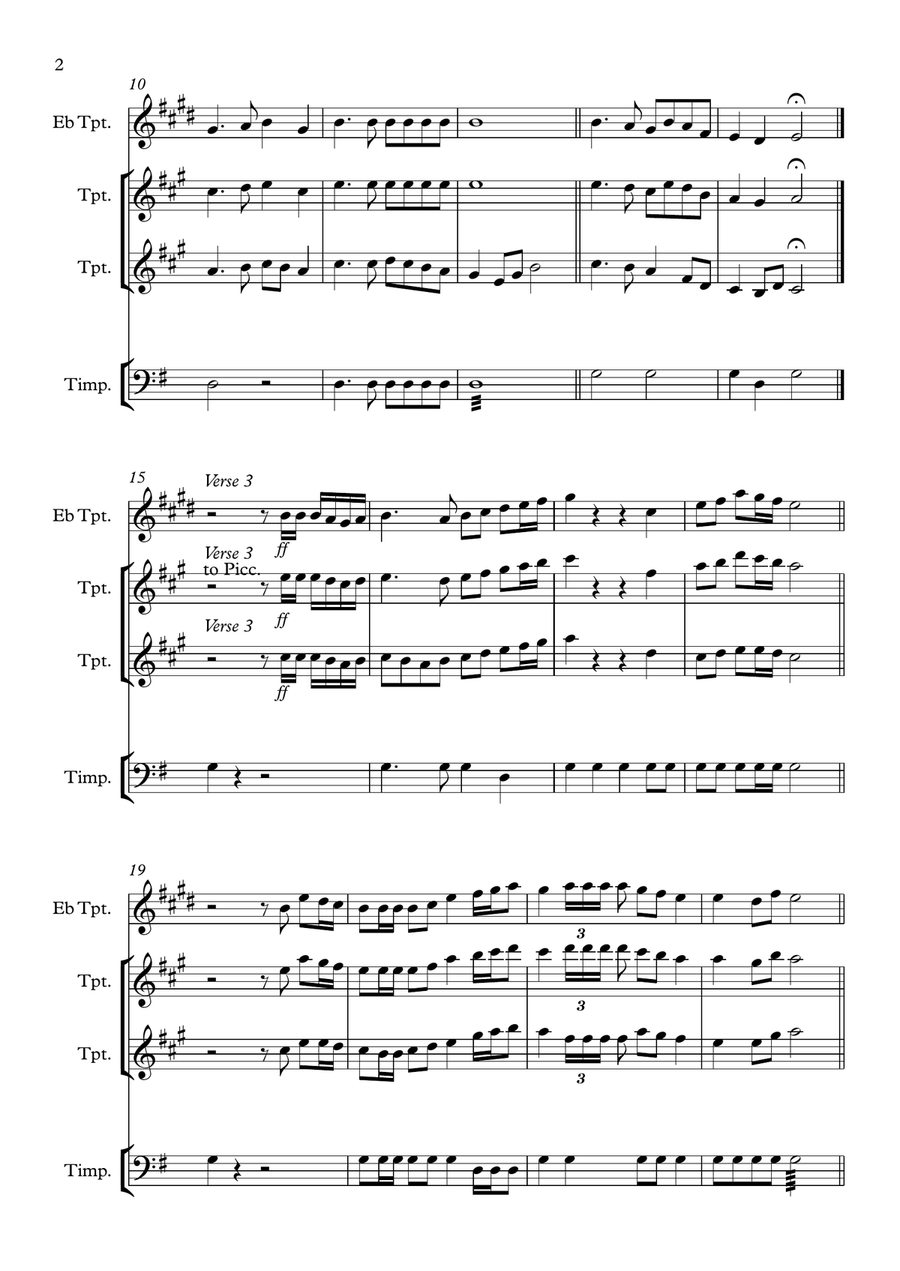 Cwm Rhondda Trumpet Duet scores gallery preview page 2