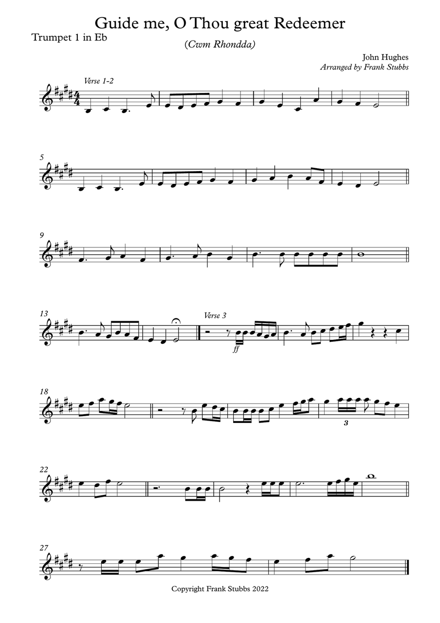 Cwm Rhondda Trumpet Duet scores gallery preview page 4