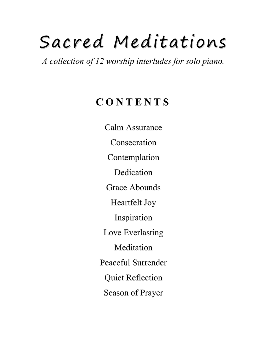 Sacred Meditations (A Collection of 12, One-Page Interludes for Solo Piano) Piano Solo scores gallery preview page 4