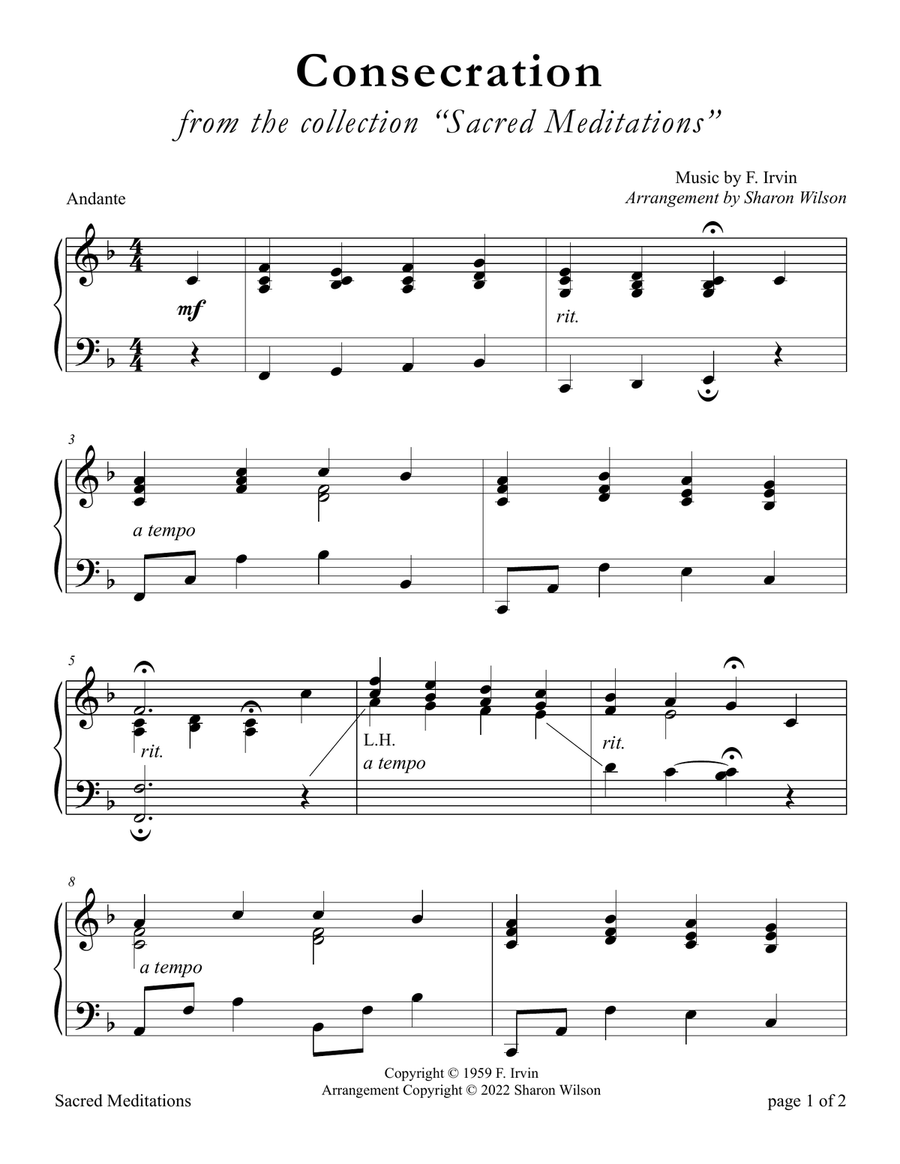 Consecration Piano Solo scores gallery preview page 2