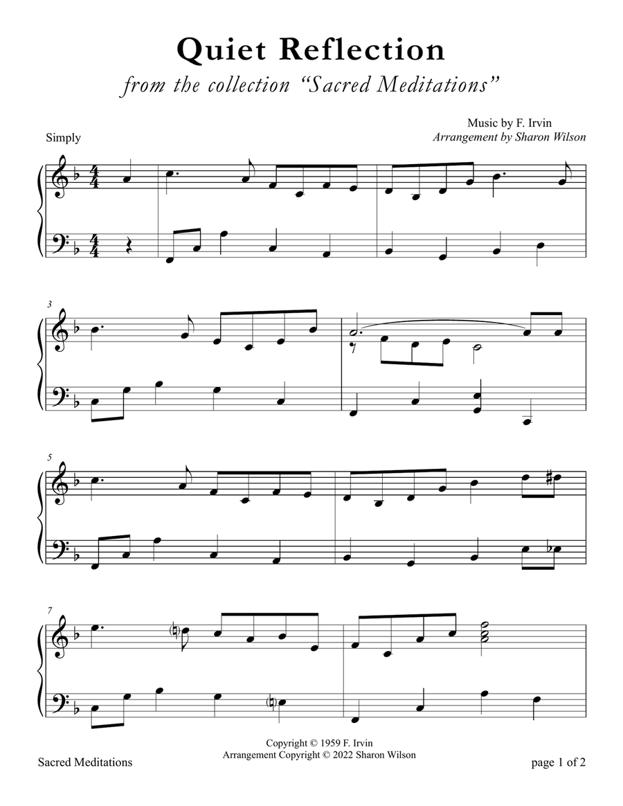 Quiet Reflection Piano Solo scores gallery preview page 2