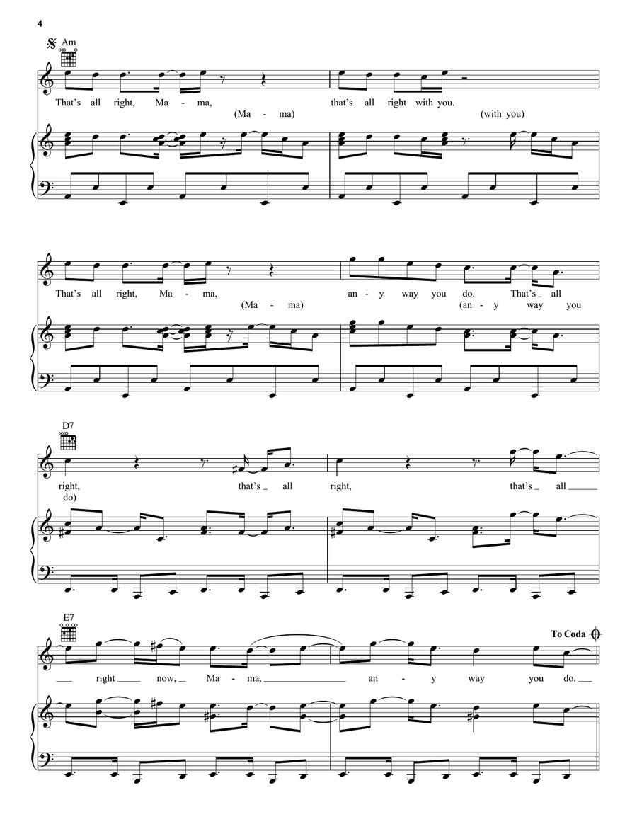 Tupelo Shuffle (from ELVIS) Piano, Vocal, Guitar scores gallery preview page 4