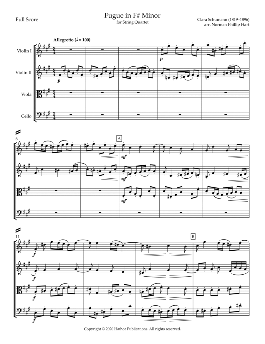 Fugue in F# Minor String Quartet scores gallery preview page 1
