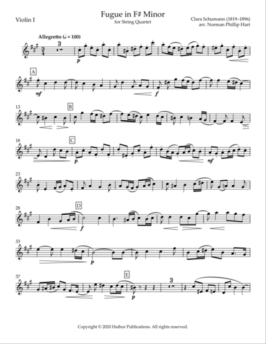 Fugue in F# Minor String Quartet scores gallery preview page 6