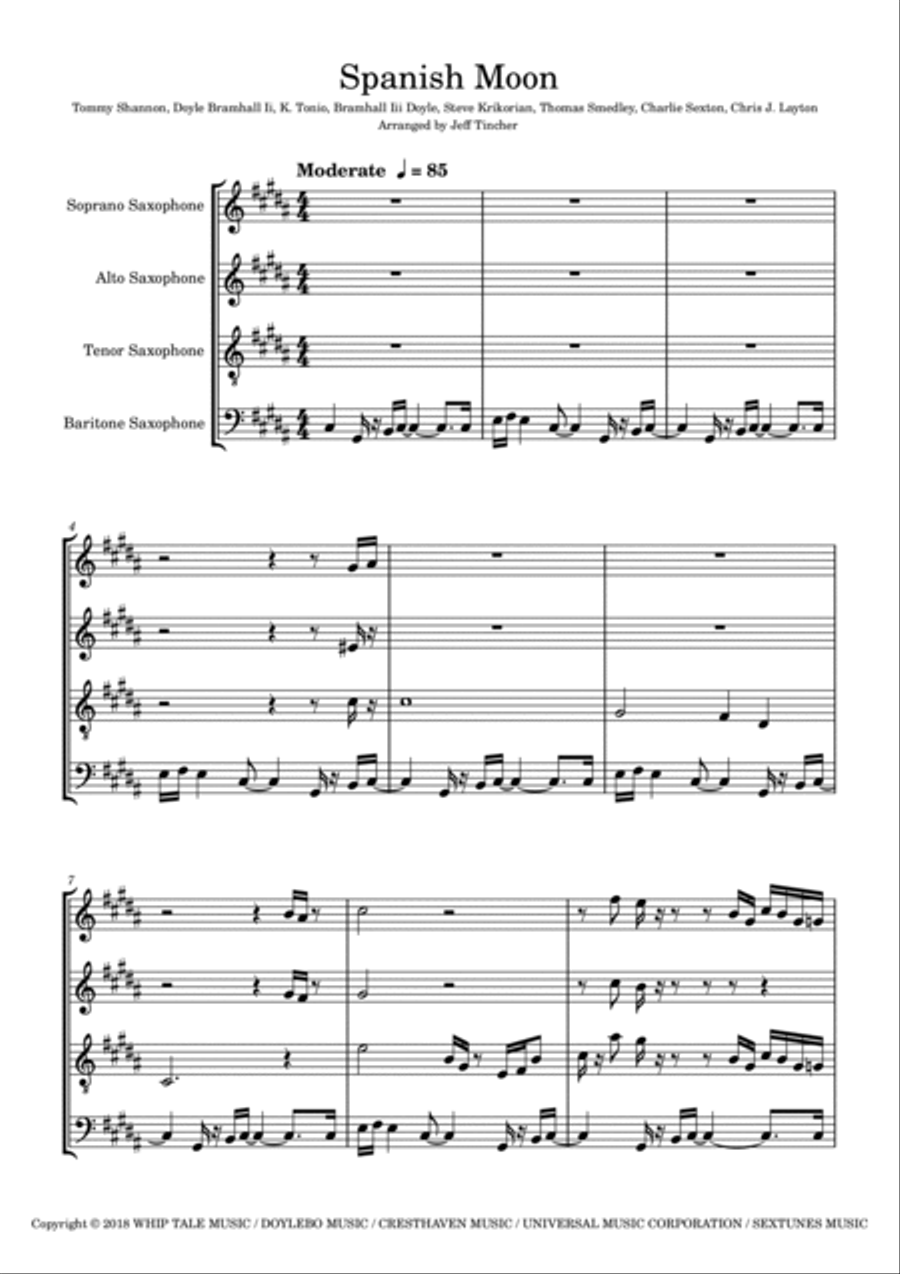 Spanish Moon Saxophone Quartet scores gallery preview page 2