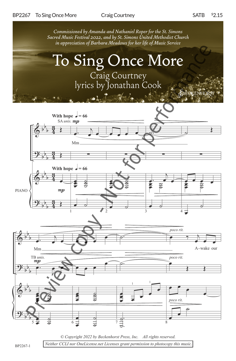 To Sing Once More To Sing Once More 4-Part scores gallery preview page 2