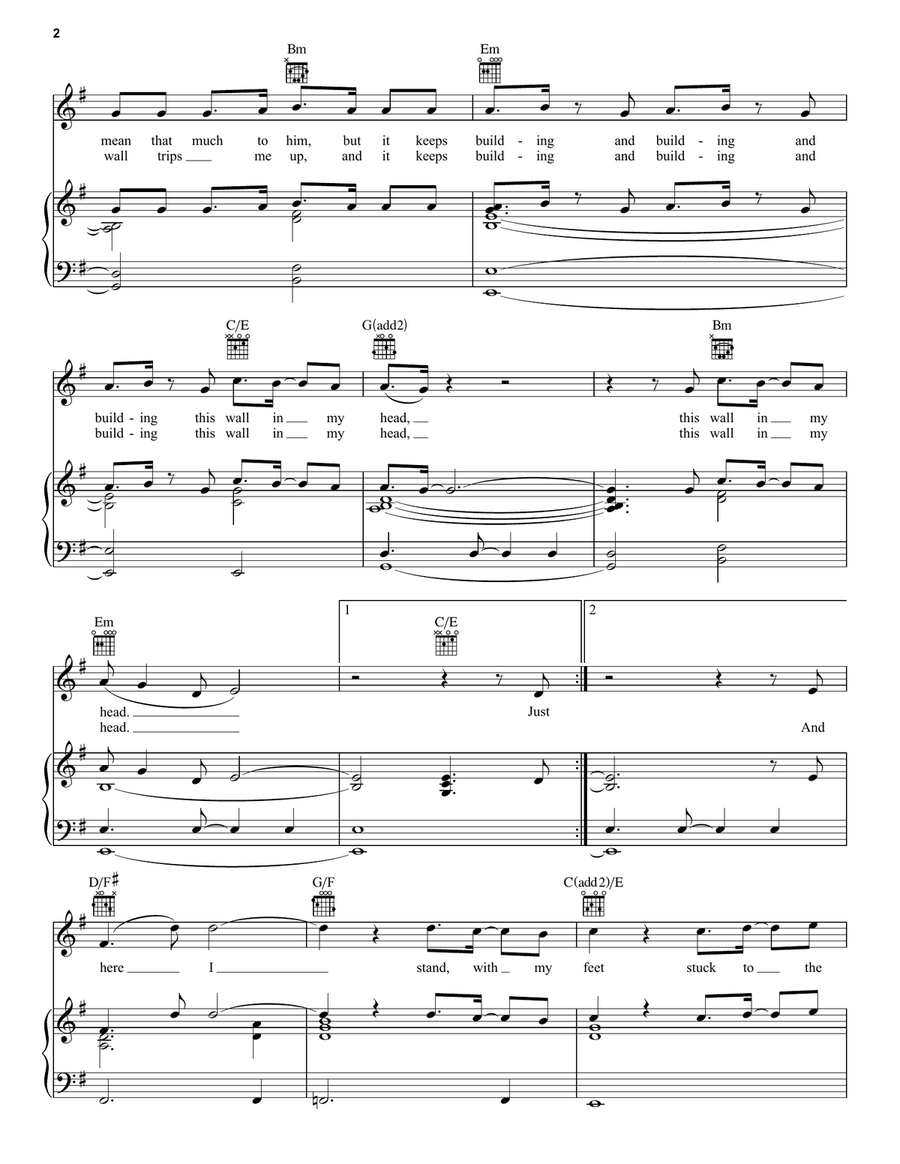 The Wall In My Head (from Everybody's Talking About Jamie) Piano, Vocal, Guitar scores gallery preview page 2