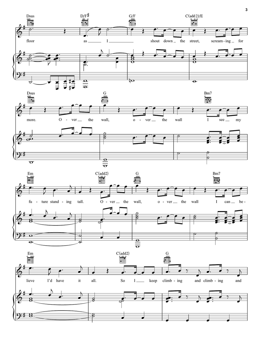 The Wall In My Head (from Everybody's Talking About Jamie) Piano, Vocal, Guitar scores gallery preview page 3