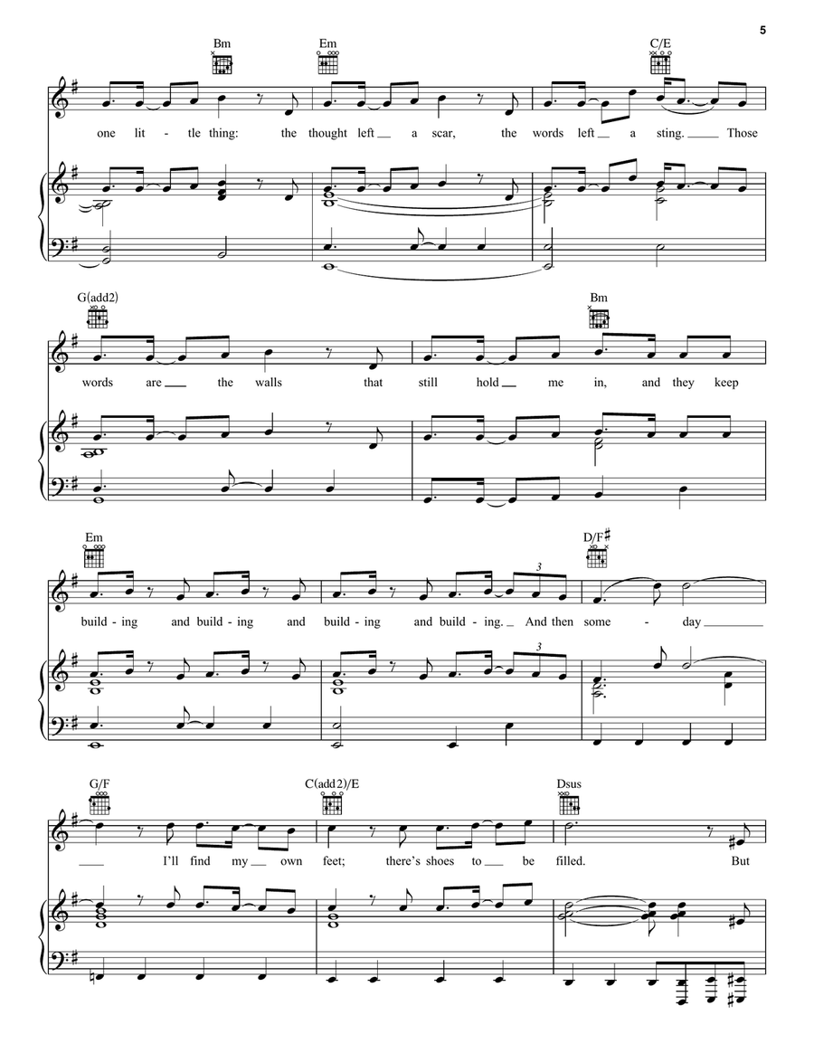 The Wall In My Head (from Everybody's Talking About Jamie) Piano, Vocal, Guitar scores gallery preview page 5