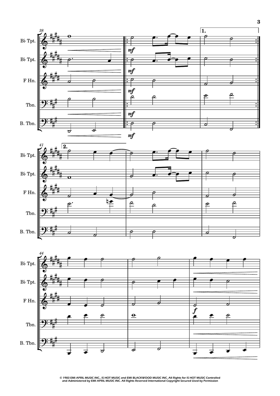 How Am I Supposed To Live Without You Brass Ensemble scores gallery preview page 3