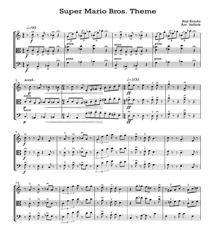 Super Mario Bros Theme String Trio scores gallery preview page 2