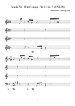 Beethoven:Sonate No. 10 in G major, Op. 14 No. 2 for piano solo
