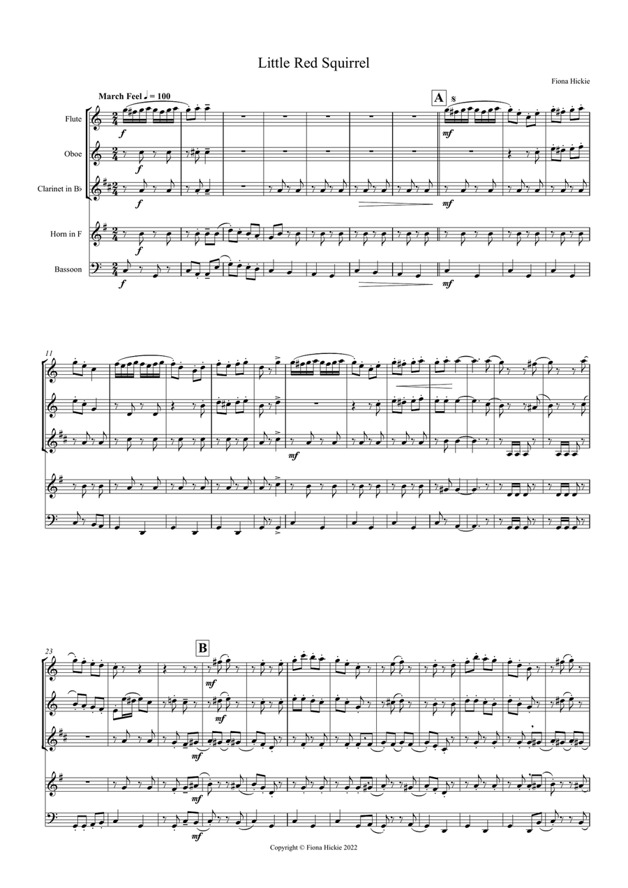Little Red Squirrel: Wind Quintet Little Red Squirrel: Wind Quintet Woodwind Quintet scores gallery preview page 2