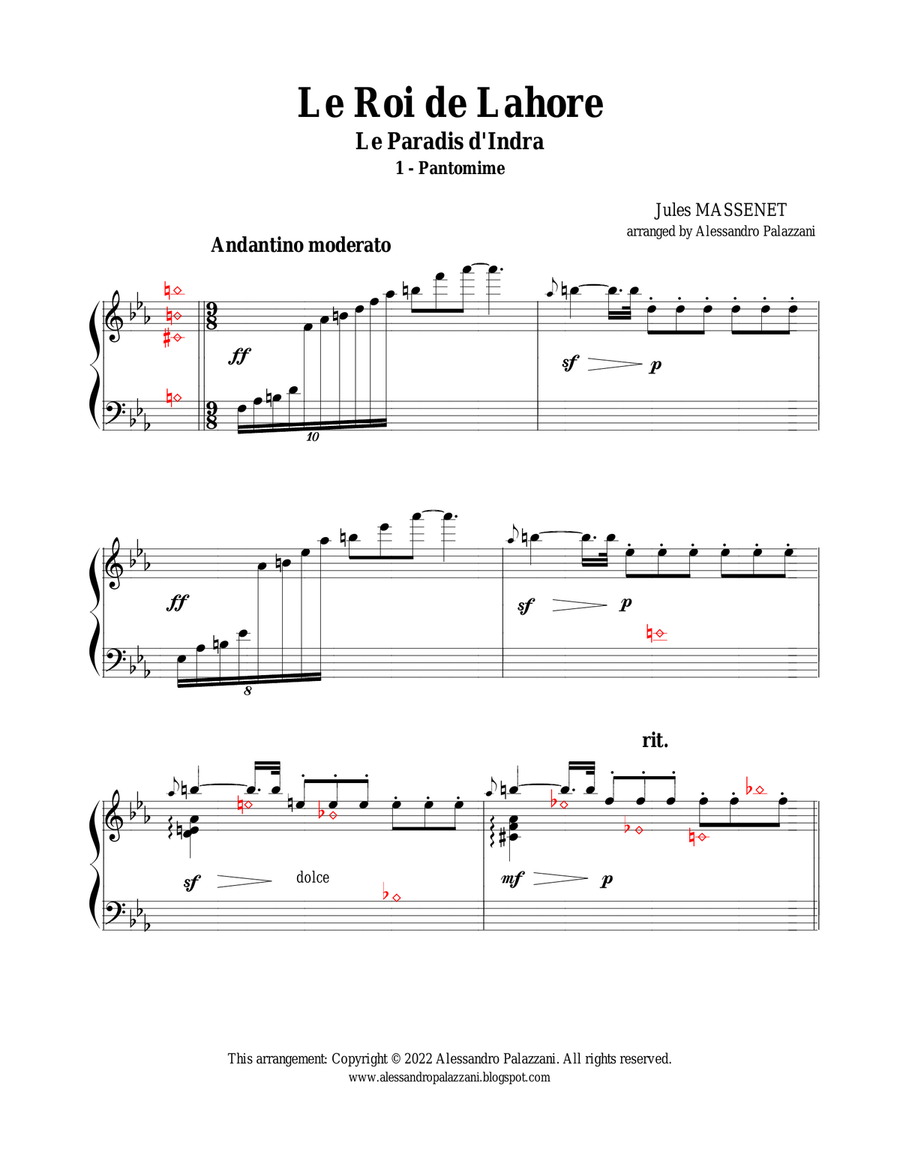 Le Roi de Lahore: Pantomime et Danse - for Lever Harp Celtic Harp scores gallery preview page 5