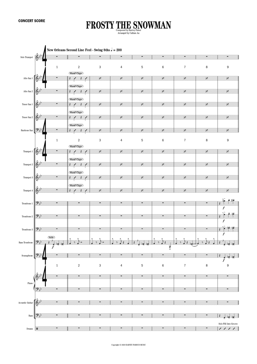 Frosty The Snowman Jazz Ensemble scores gallery preview page 1