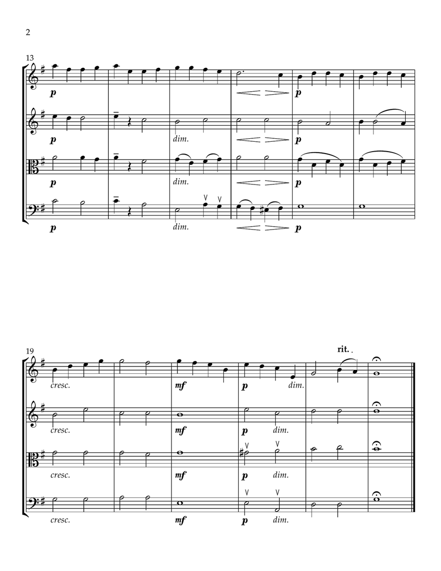 Six Very Easy Pieces nº 1 (Andante) - for Two Flutes, Viola and Cello Small Ensemble scores gallery preview page 2