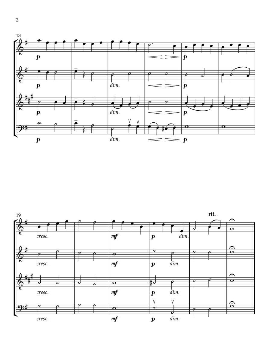 Six Very Easy Pieces nº 1 (Andante) - For Flute, Oboe, Clarinet and Cello Small Ensemble scores gallery preview page 2