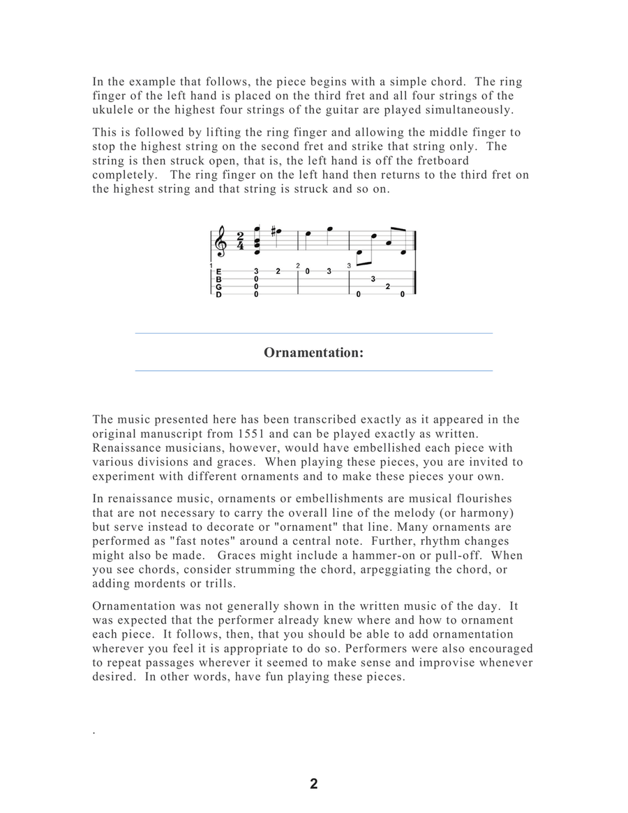 Luis Milan Pavanes and Fantasias For Low G Ukulele Ukulele scores gallery preview page 4