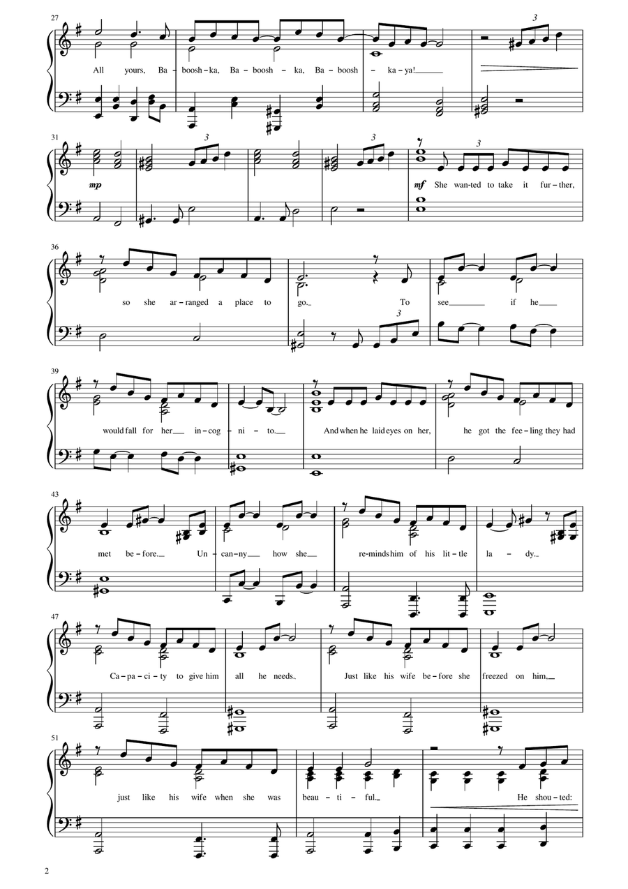 Babooshka Babooshka Piano Solo scores gallery preview page 2