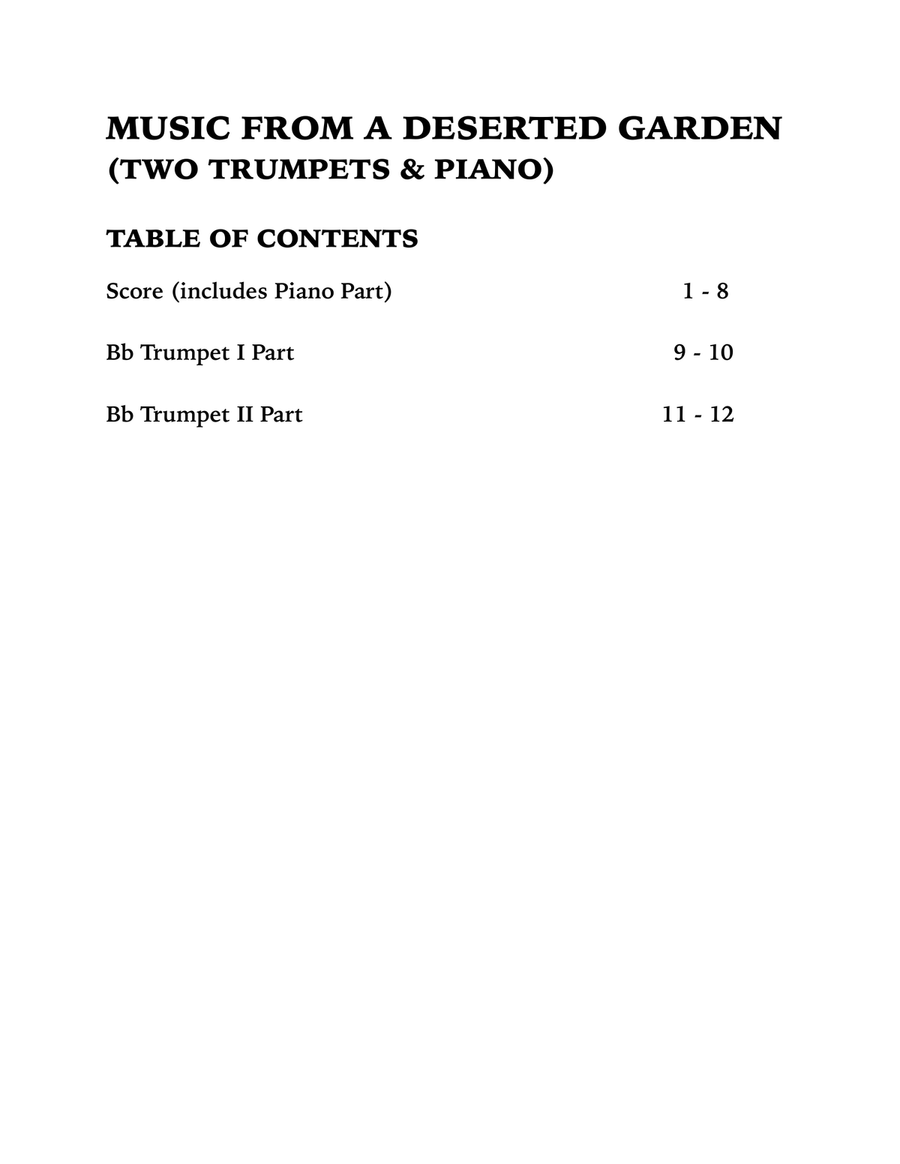 Music From a Deserted Garden (Trio for Two Trumpets and Piano) Trumpet Duet scores gallery preview page 4