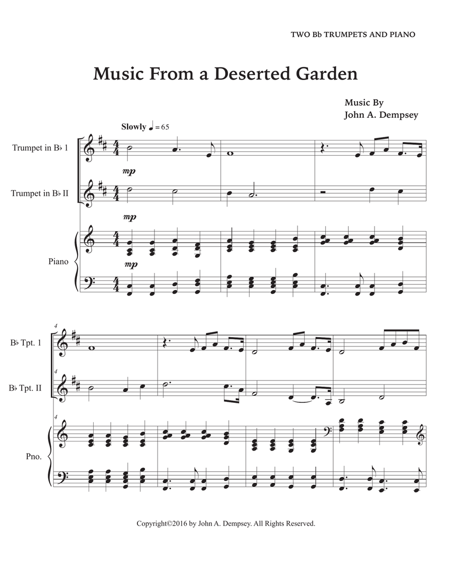 Music From a Deserted Garden (Trio for Two Trumpets and Piano) Trumpet Duet scores gallery preview page 5