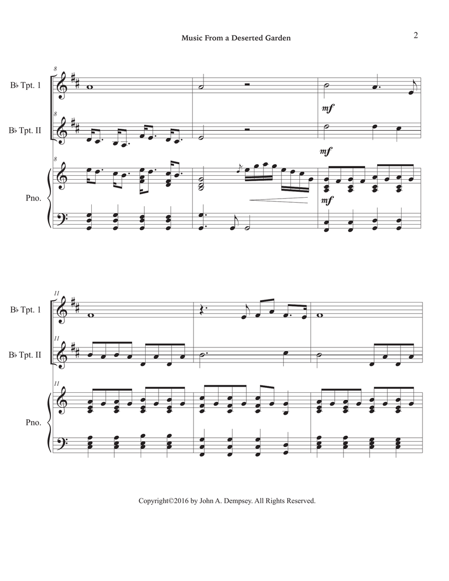 Music From a Deserted Garden (Trio for Two Trumpets and Piano) Trumpet Duet scores gallery preview page 6