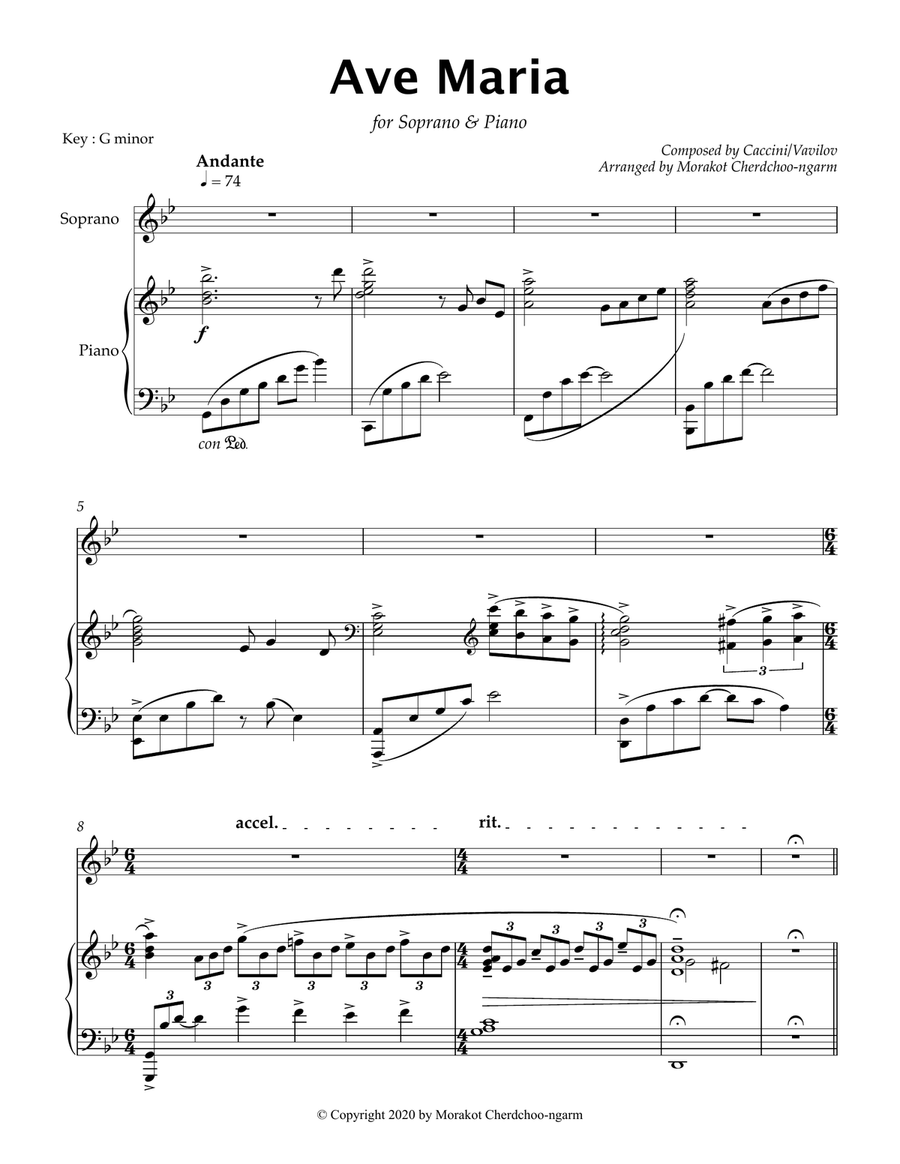 Ave Maria Caccini for Soprano & Piano (G minor) Ave Maria Caccini for Soprano & Piano (G minor) Voice scores gallery preview page 3