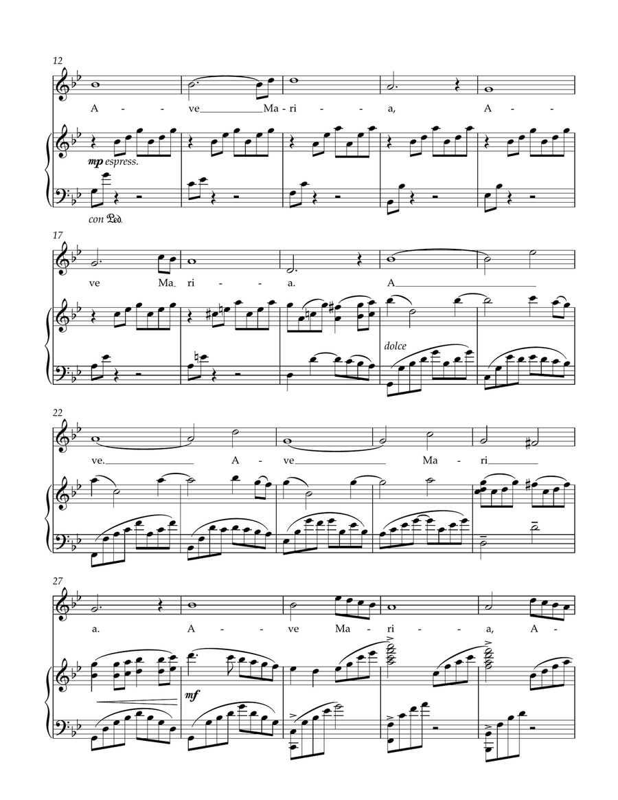Ave Maria Caccini for Soprano & Piano (G minor) Ave Maria Caccini for Soprano & Piano (G minor) Voice scores gallery preview page 4