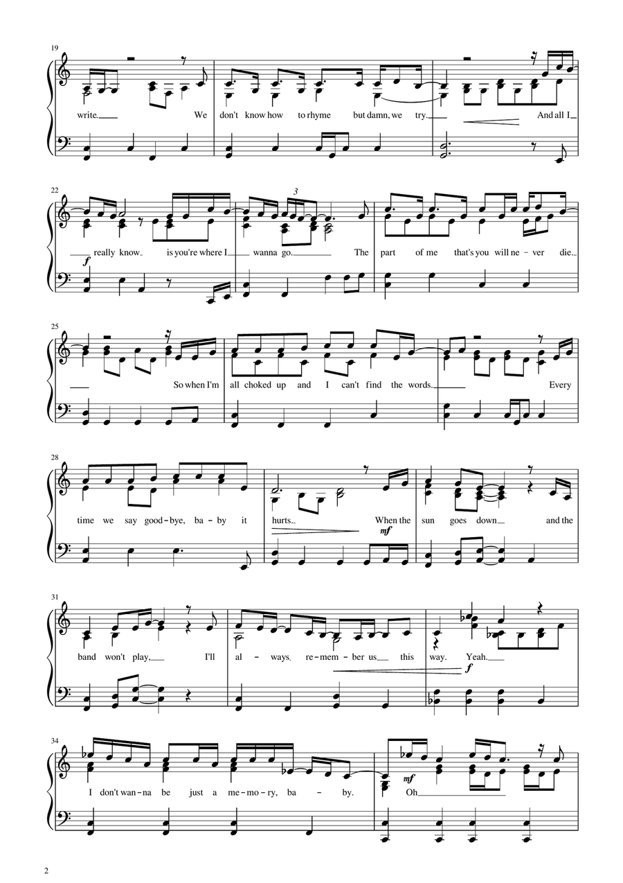 Always Remember Us This Way Piano Solo scores gallery preview page 2
