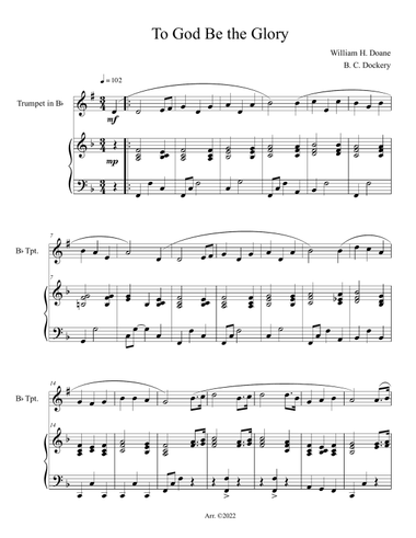 To God Be the Glory (Trumpet Solo with Piano Accompaniment)