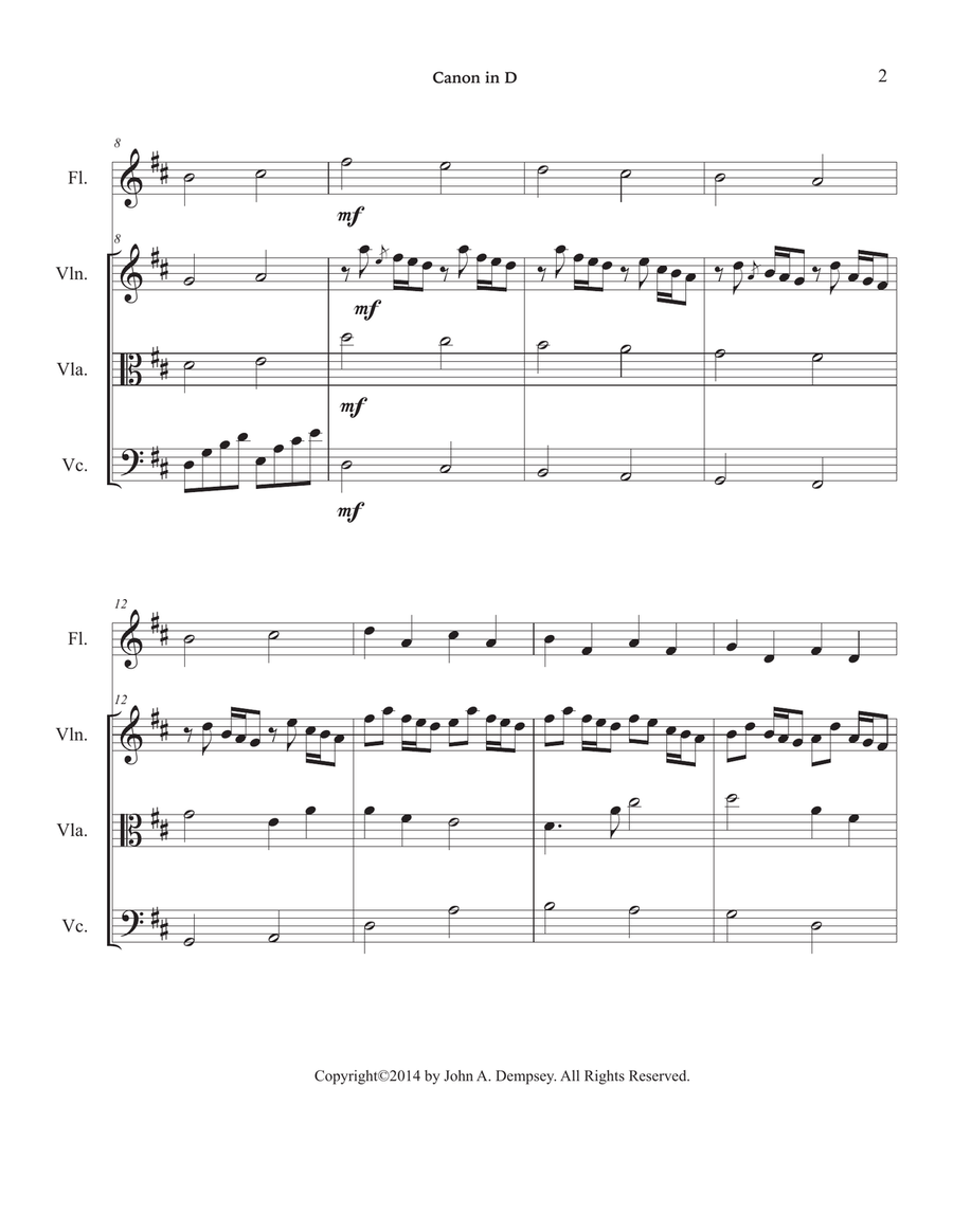 Canon in D (Quartet for Flute, Violin, Viola and Cello) Small Ensemble scores gallery preview page 6