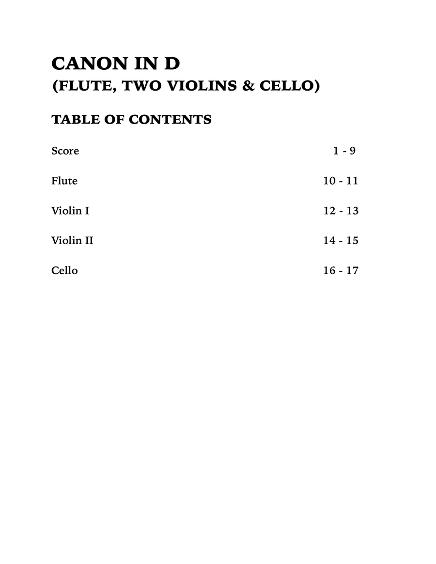 Canon in D (Quartet for Flute, Two Violins and Cello) Small Ensemble scores gallery preview page 4