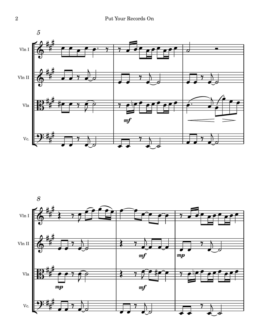 Put Your Records On Put Your Records On String Quartet scores gallery preview page 2